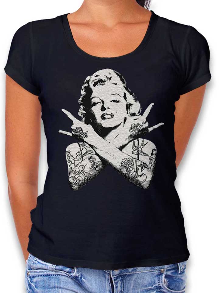 marilyn-monroe-pin-up-tattoo-damen-t-shirt schwarz 1