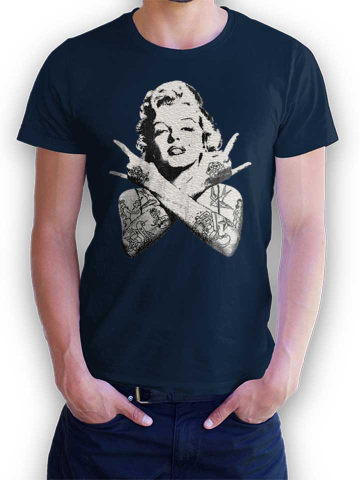 marilyn-monroe-pin-up-tattoo-t-shirt dunkelblau 1