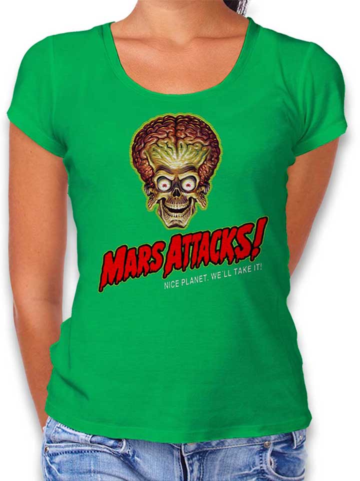 Mars Attacks T-Shirt Femme vert L