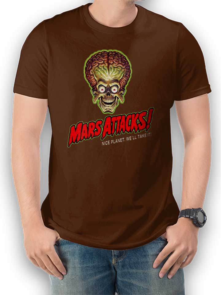Mars Attacks Camiseta marrn L