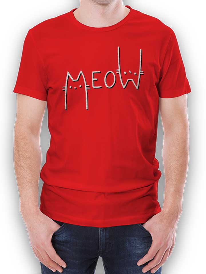 Meow Cat T-Shirt red L
