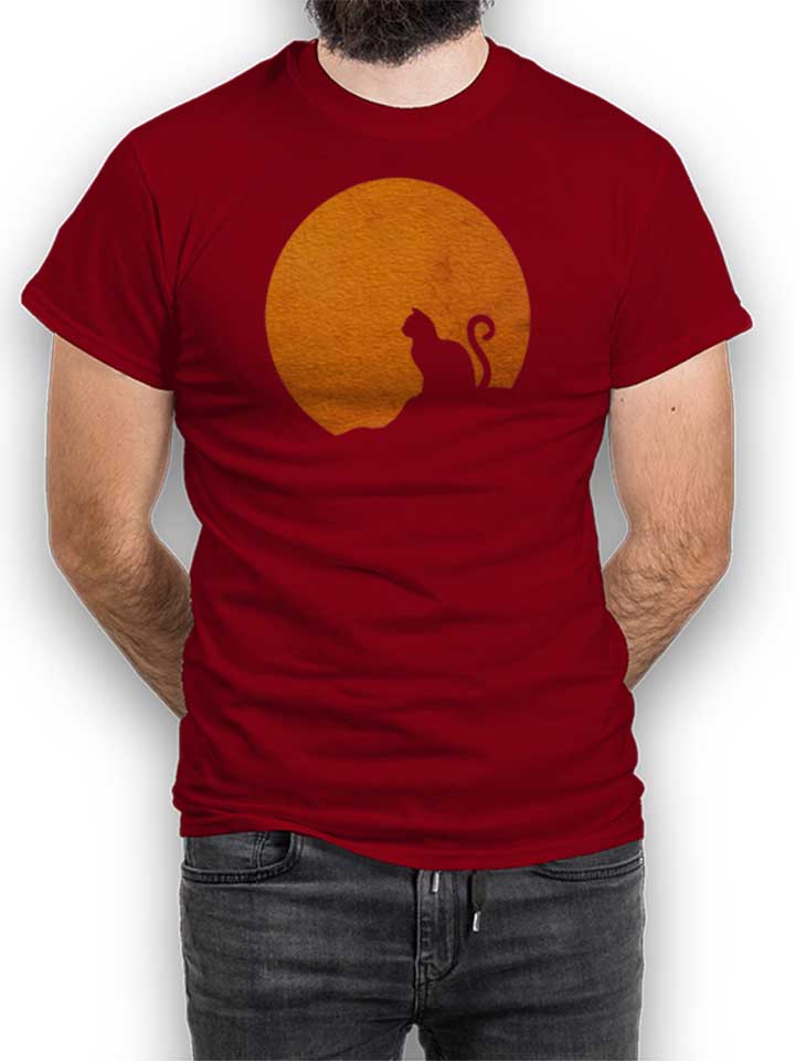 Moon And Cat T-Shirt maroon L