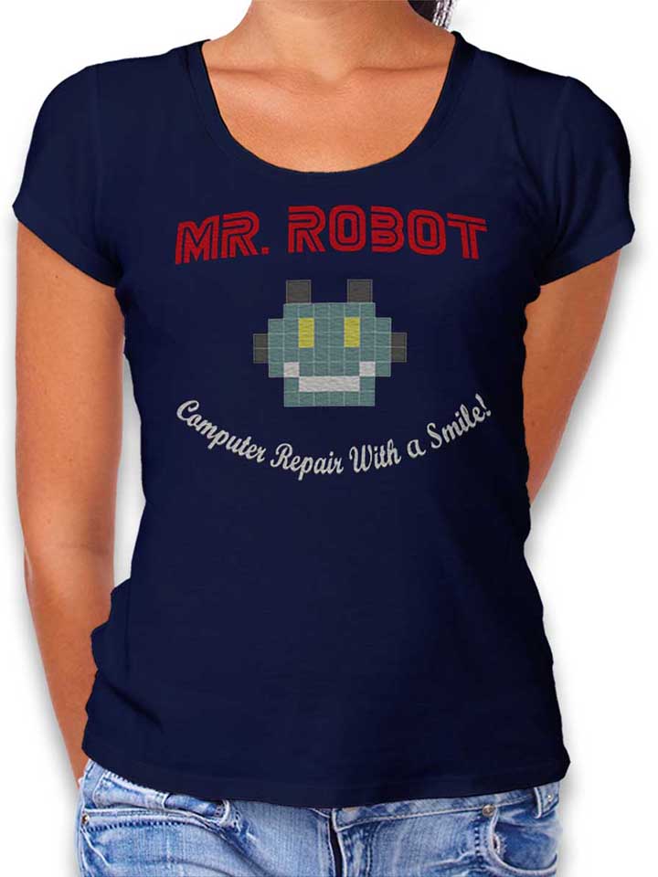 Mr Robot Computer Repair With A Smile Damen T-Shirt...