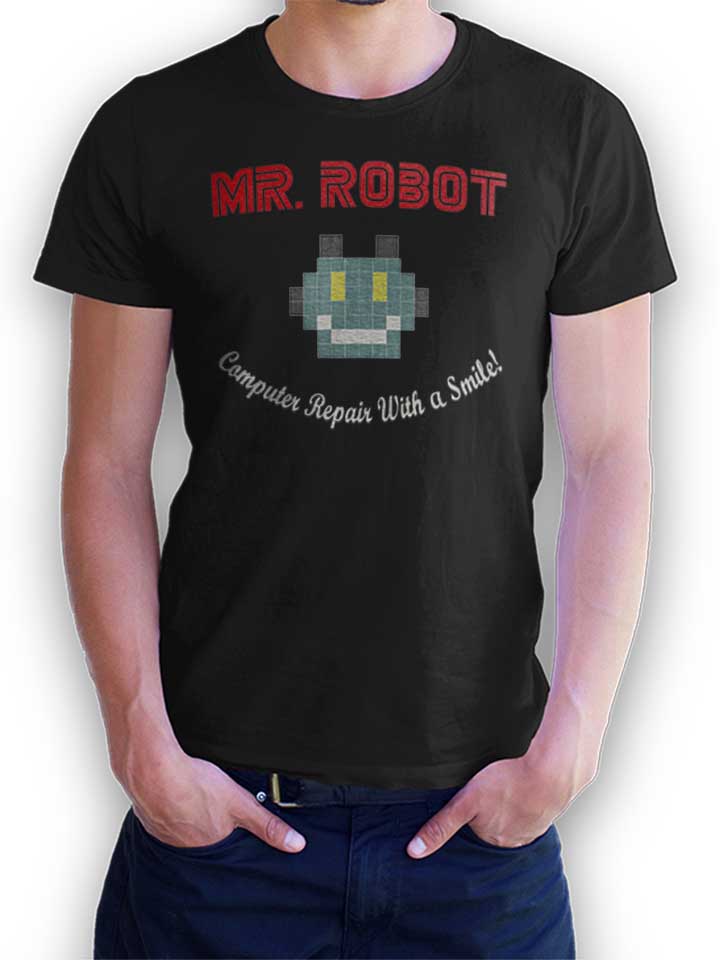 Mr Robot Computer Repair With A Smile Camiseta negro L