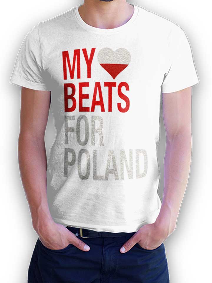 My Heart Beats For Poland T-Shirt bianco L
