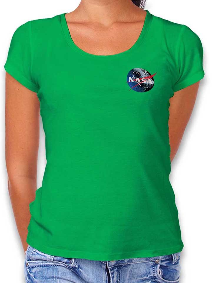 Nasa Death Star Chest Print Womens T-Shirt green L