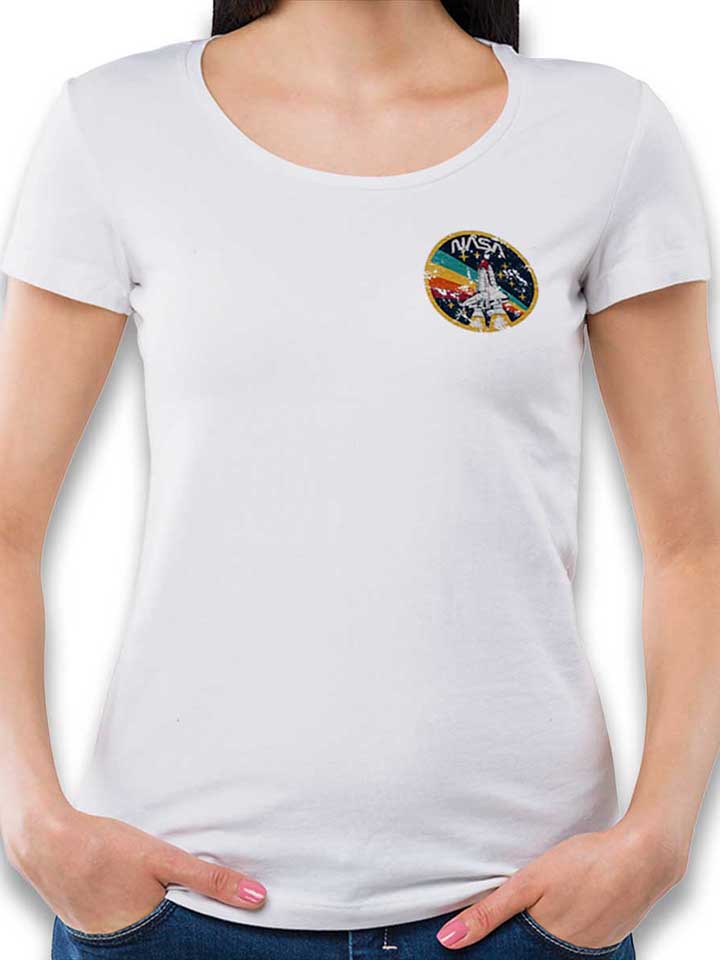 Nasa Space Shuttle Vintage Chest Print T-Shirt Femme blanc L