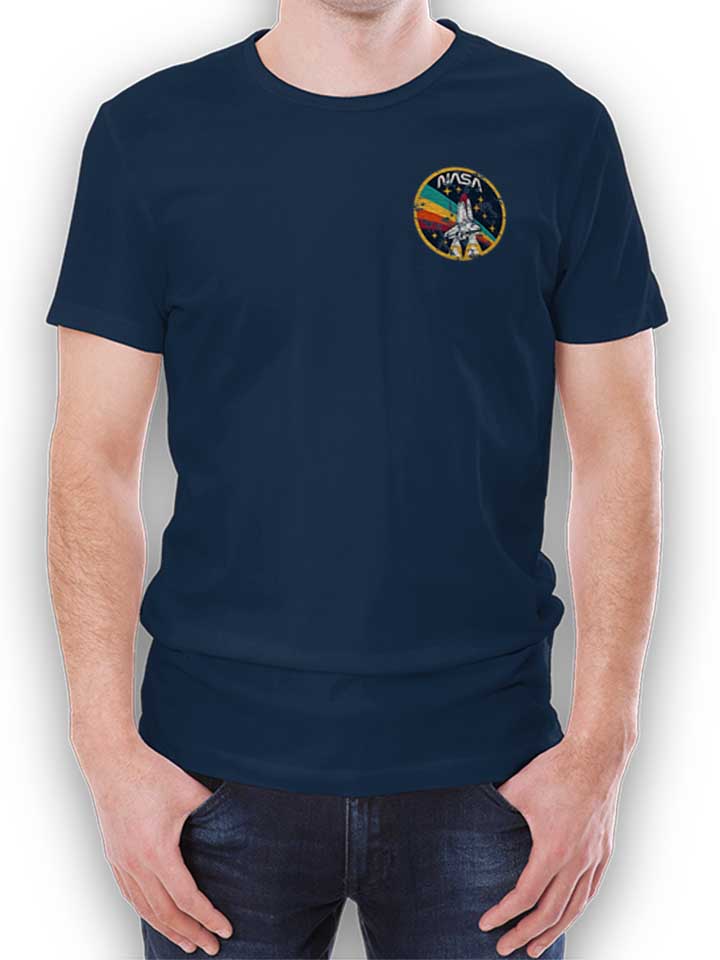 nasa-space-shuttle-vintage-chest-print-t-shirt dunkelblau 1