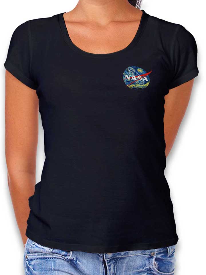 Nasa Van Gogh Chest Print Womens T-Shirt black L