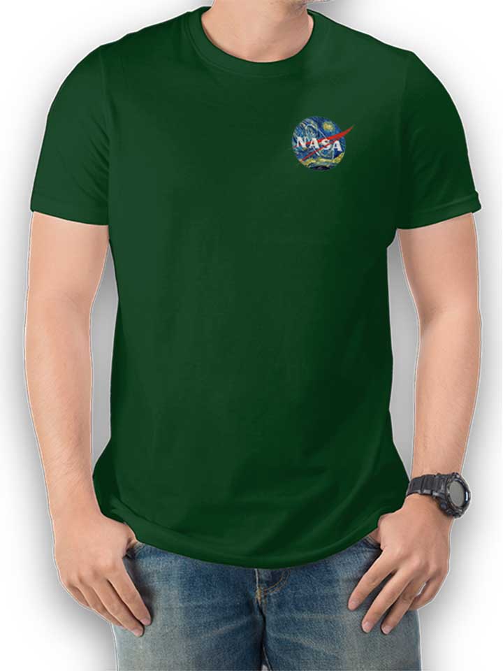 Nasa Van Gogh Chest Print Camiseta verde-oscuro L