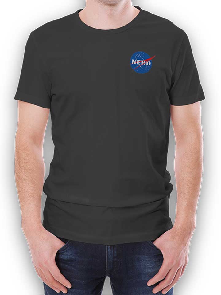Nerd Nasa Chest Print T-Shirt gris-fonc L