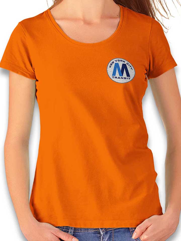new-york-city-transit-subway-logo-chest-print-damen-t-shirt orange 1
