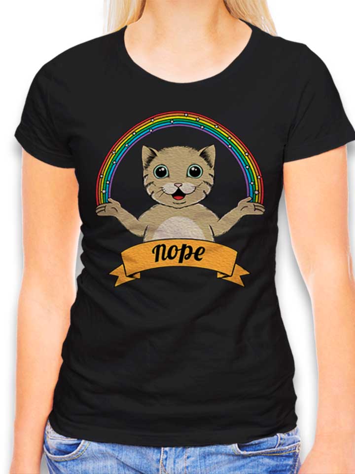 Nope Yoga Cat T-Shirt Donna nero L