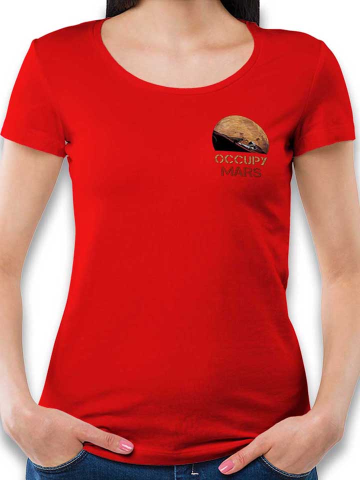 Occupy Mars Space Car Chest Print Camiseta Mujer rojo L