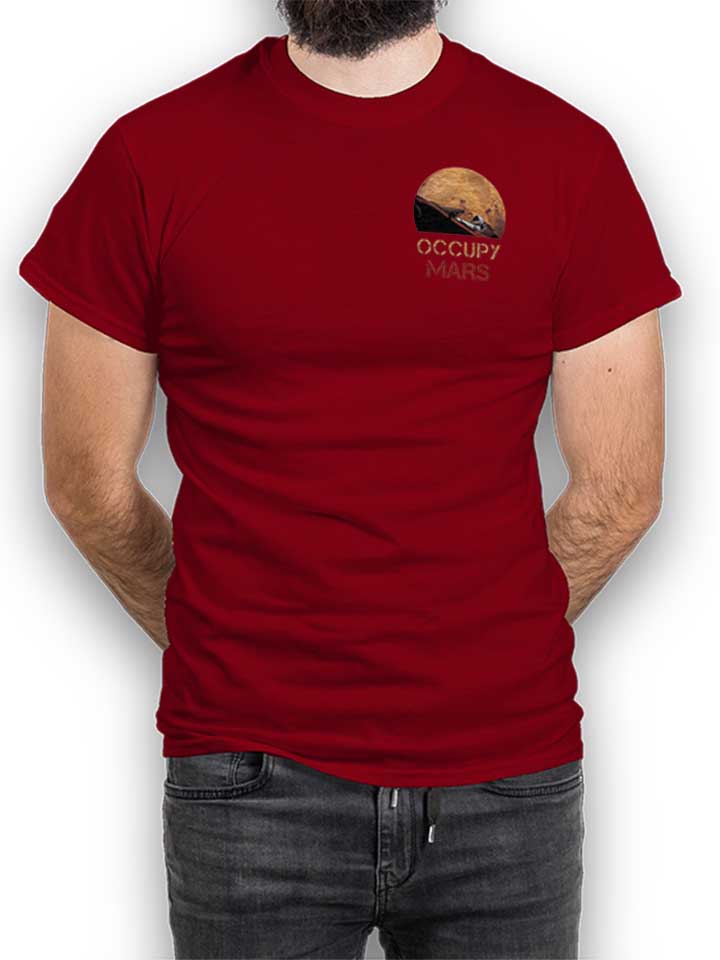 Occupy Mars Space Car Chest Print T-Shirt maroon L
