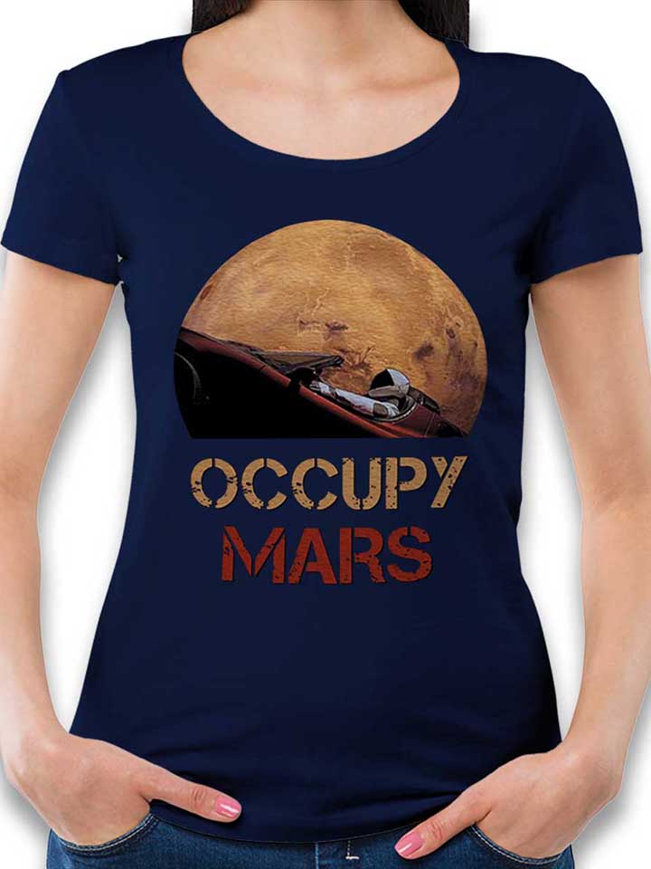 Occupy Mars Space Car Womens T-Shirt deep-navy L