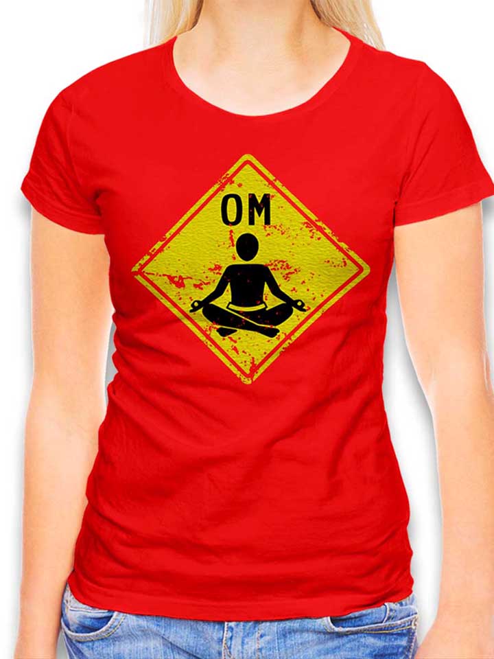 Om Schneidersitz Womens T-Shirt red L
