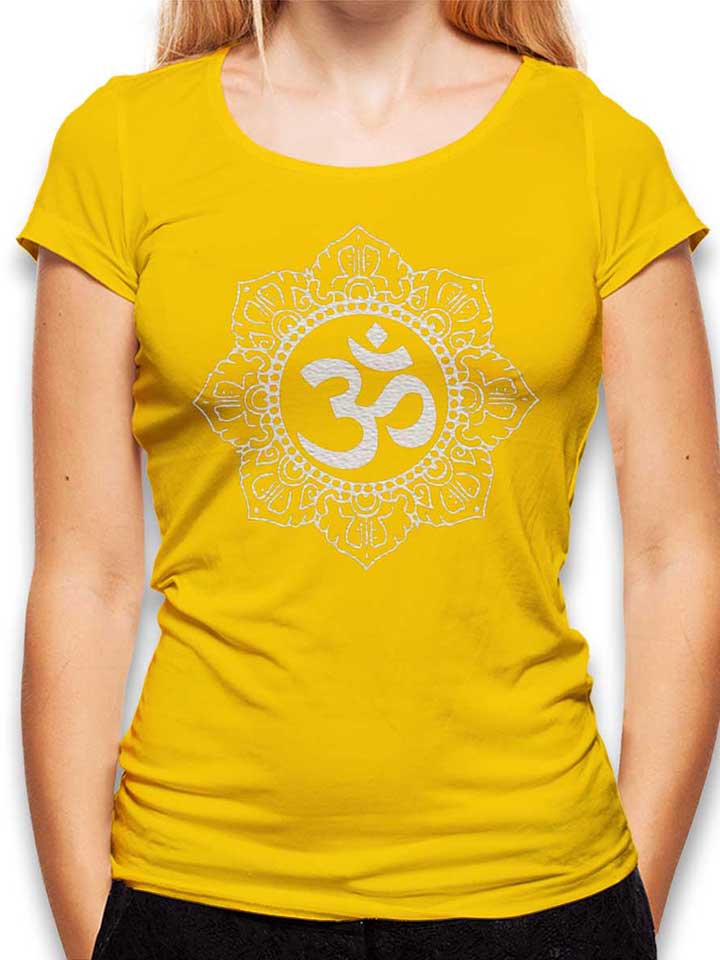 Om Symbol White Womens T-Shirt yellow L