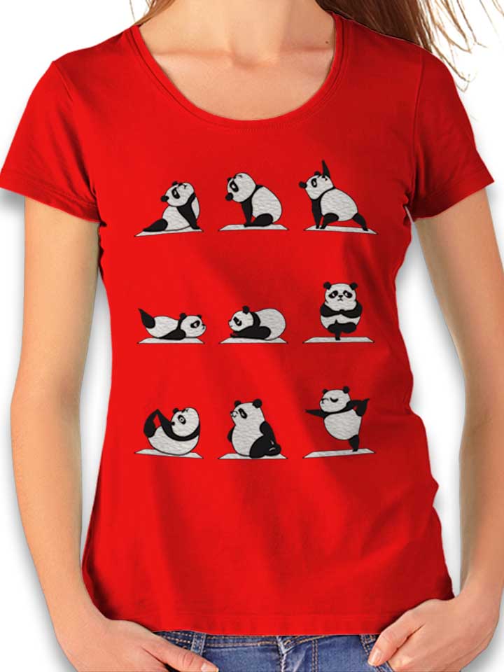 panda-yoga-damen-t-shirt rot 1