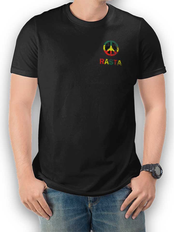 Peace Rasta Vintage Chest Print T-Shirt noir L