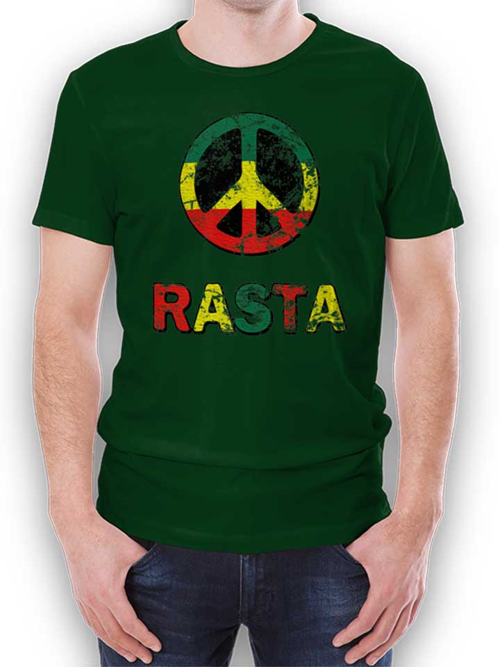 Peace Rasta Vintage Camiseta verde-oscuro L