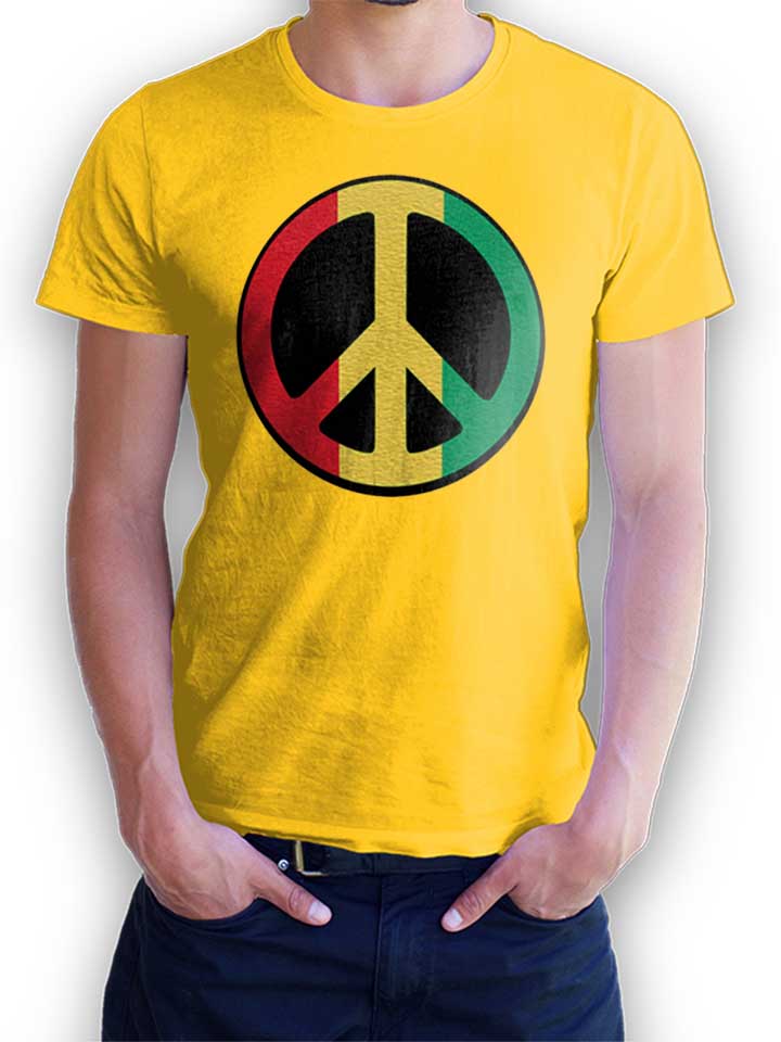 Peace Rastafari Camiseta amarillo L