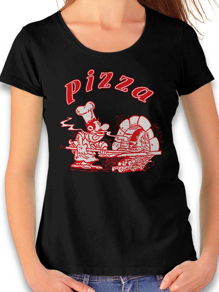 pizza-damen-t-shirt schwarz 1