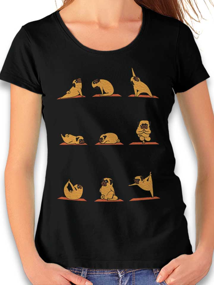 pug-yoga-damen-t-shirt schwarz 1