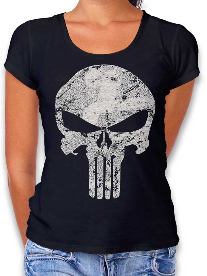 punisher-vintage-skull-damen-t-shirt schwarz 1