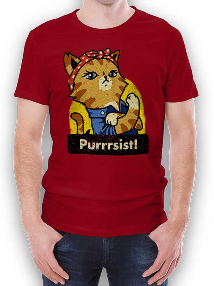 Purrrsist Cat Camiseta burdeos L