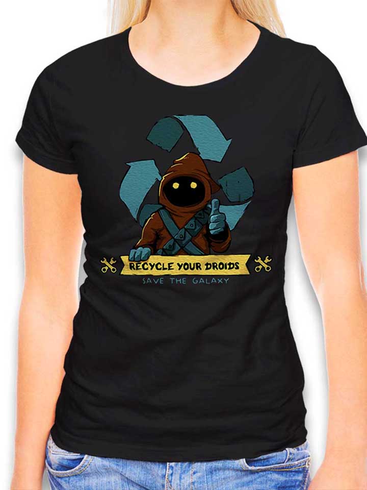 Recycle Your Droids Save The Galaxy T-Shirt Donna nero L