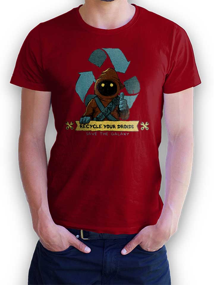 Recycle Your Droids Save The Galaxy Camiseta burdeos L