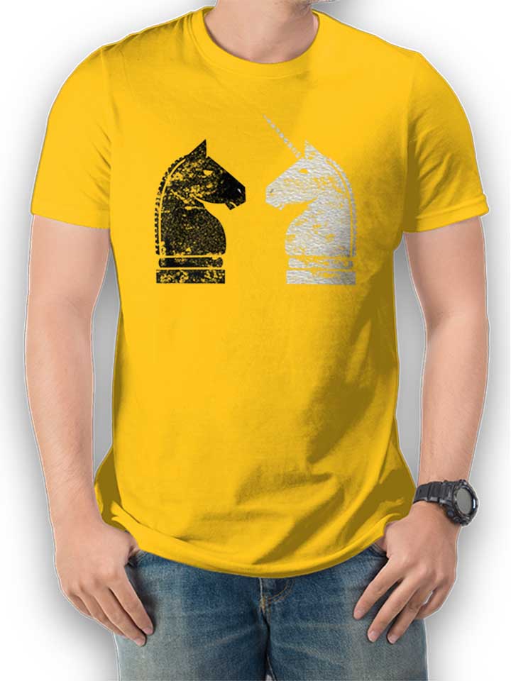 Schach Einhorn T-Shirt gelb L