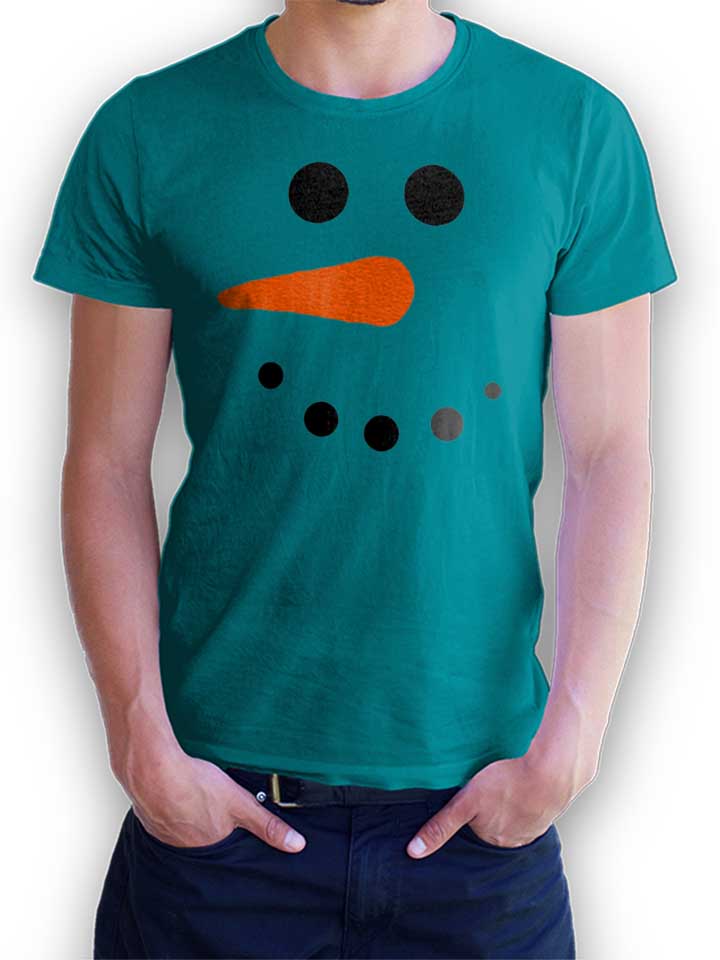 Schneeman Gesicht T-Shirt turquoise L