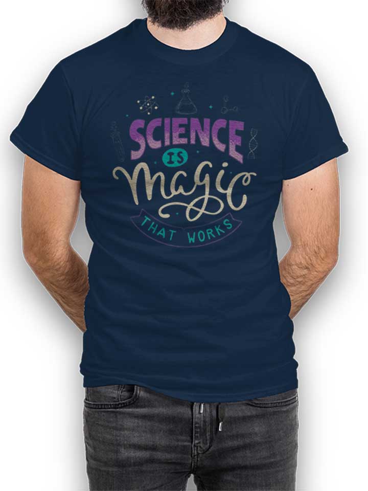 Science Is Magic That Works Kinder T-Shirt dunkelblau 110...