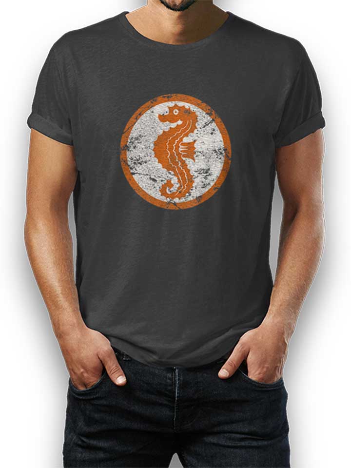 Seepferdchen Logo Vintage T-Shirt gris-fonc L