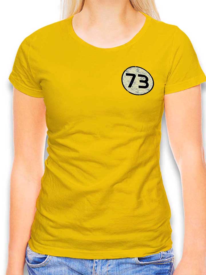 sheldon-73-logo-vintage-chest-print-damen-t-shirt gelb 1