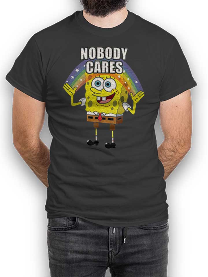 Spongebob Nobody Cares Camiseta gris-oscuro L