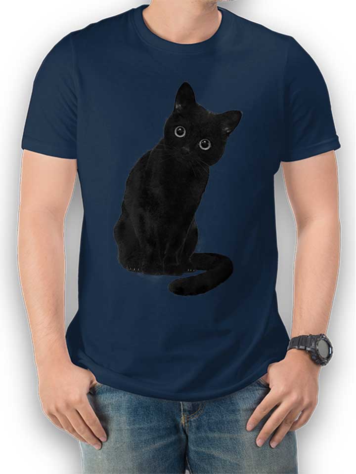 Spooky Cute Cat Camiseta azul-marino L