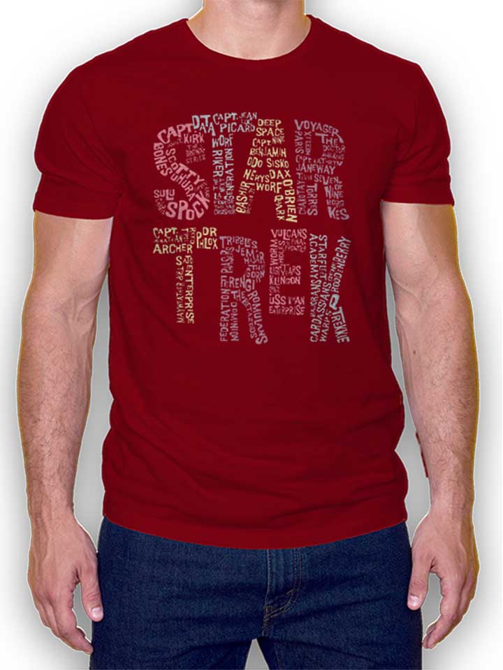 Star Cast Trek Camiseta burdeos L