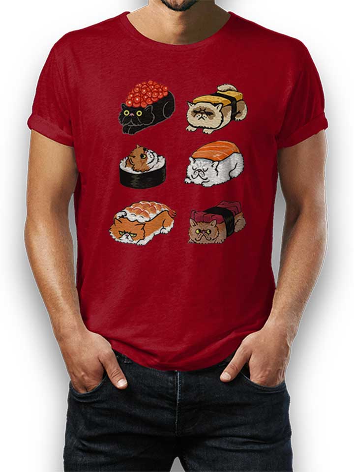 Sushi Persian Cat Camiseta burdeos L