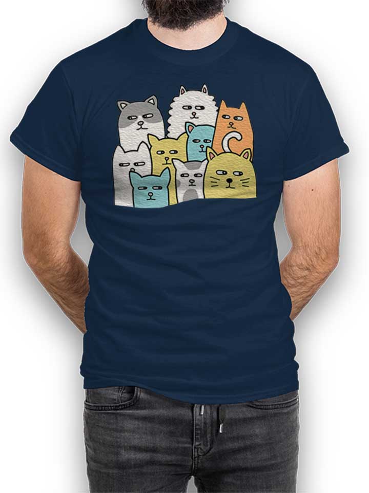 Suspicious Cats T-Shirt navy L