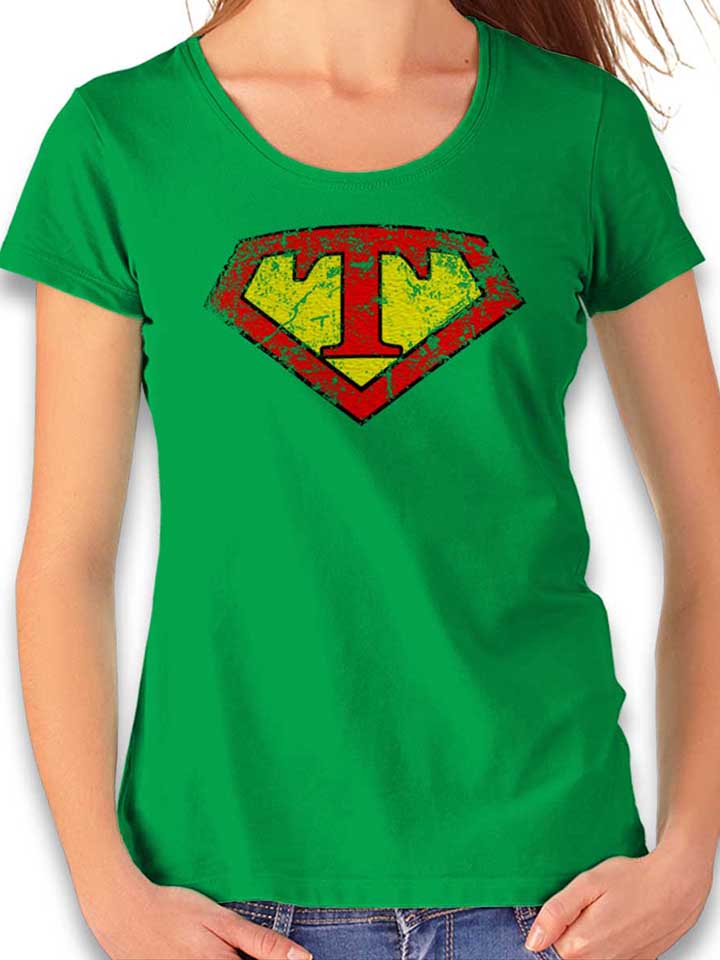T Buchstabe Logo Vintage T-Shirt Donna verde L