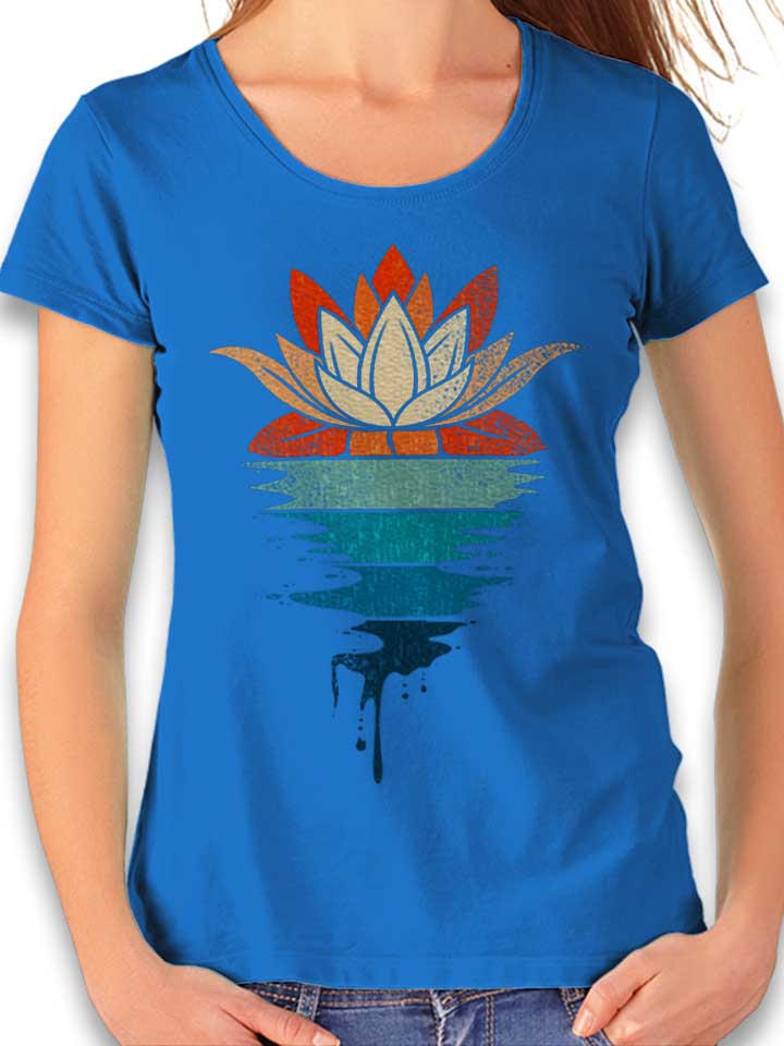 The Lotus Retro Womens T-Shirt royal-blue L