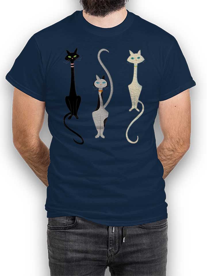 three-cats-t-shirt dunkelblau 1