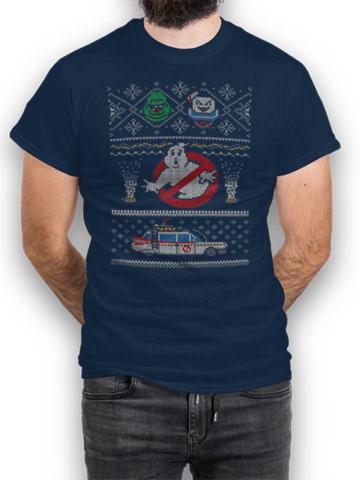 Ugly Sweater Ghostbusters 02 T-Shirt dunkelblau L