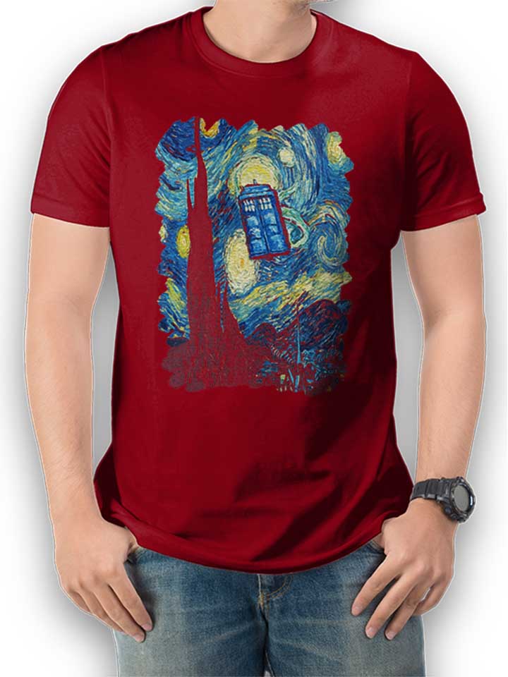 Van Gogh Dr Who Camiseta burdeos L