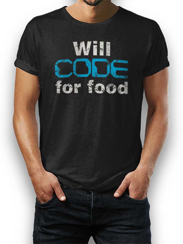 will-code-for-food-vintage-t-shirt schwarz 1