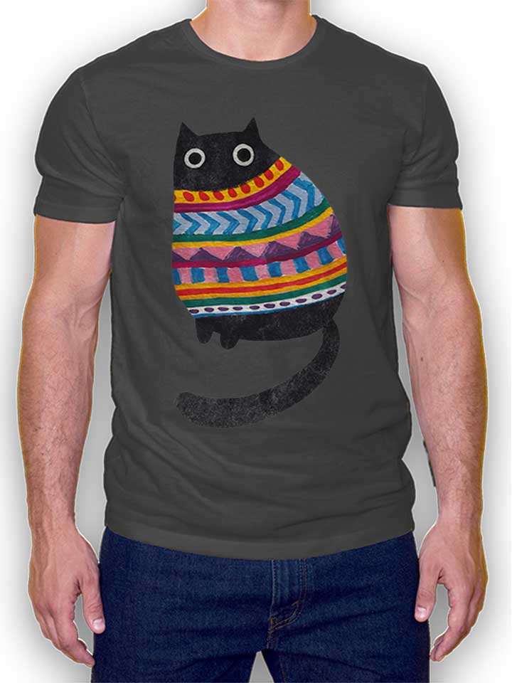 Winter Wooly Cat Camiseta gris-oscuro L