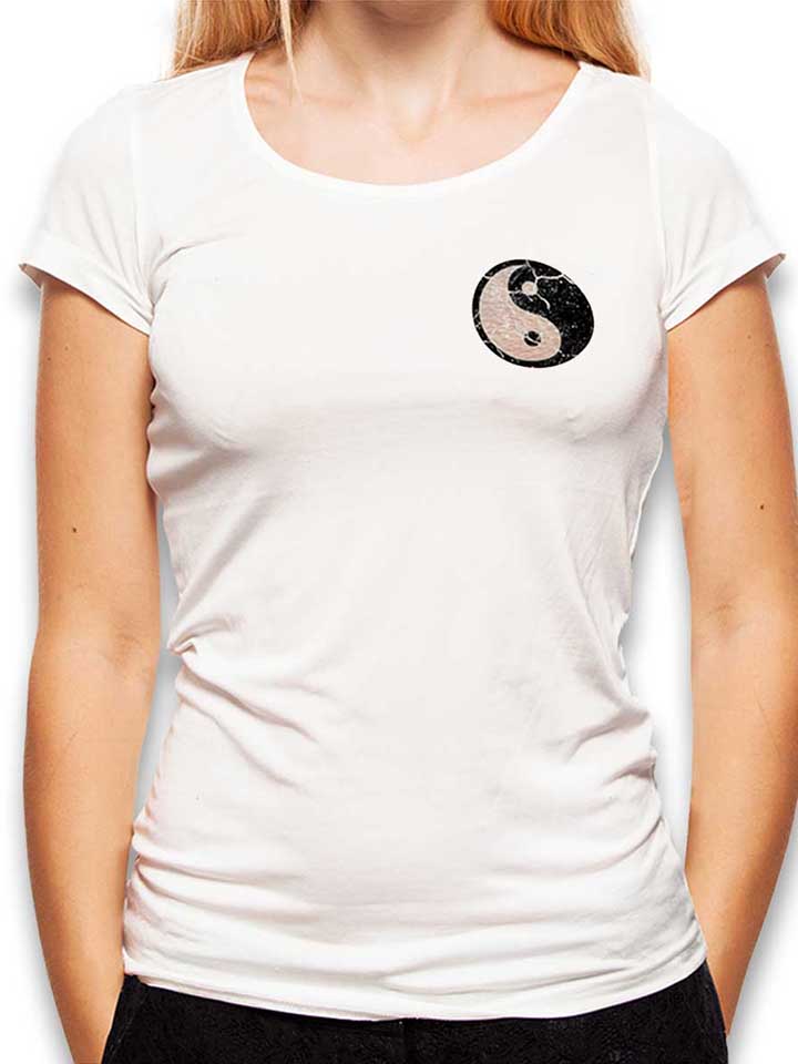 Yin Yang Vintage Chest Print Camiseta Mujer blanco L